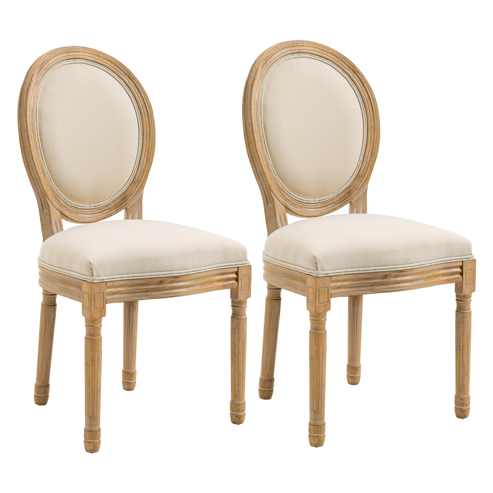 ESSZIMMERSTÜHLE, Schaumstoff Creme+Natur - Creme, Kunststoff (56/96/49cm) - HOMCOM