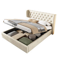 POLSTERBETT 160/200 cm mit hydraulischem Bettkasten, Chesterfield-Kopfteil und Samtbezug, Beige - Beige, Textil (160/200cm) - Redom