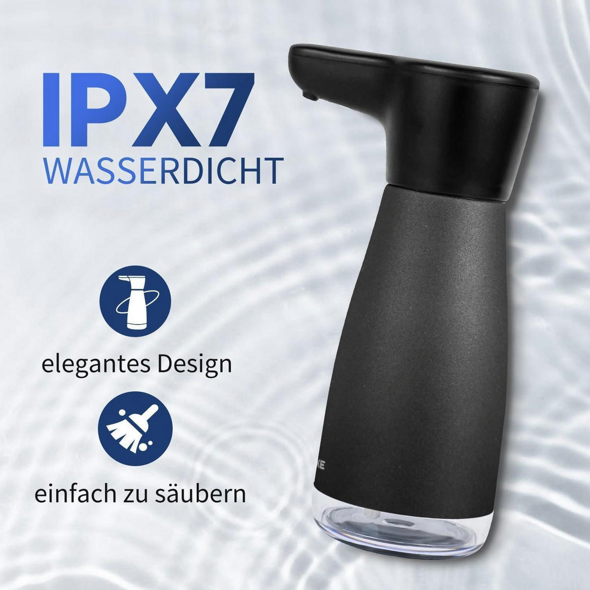 SEIFENSPENDER Automatisch Edelstahl Schwarz 420 ml - Schwarz, Metall (8.2/21.4/11.1cm)