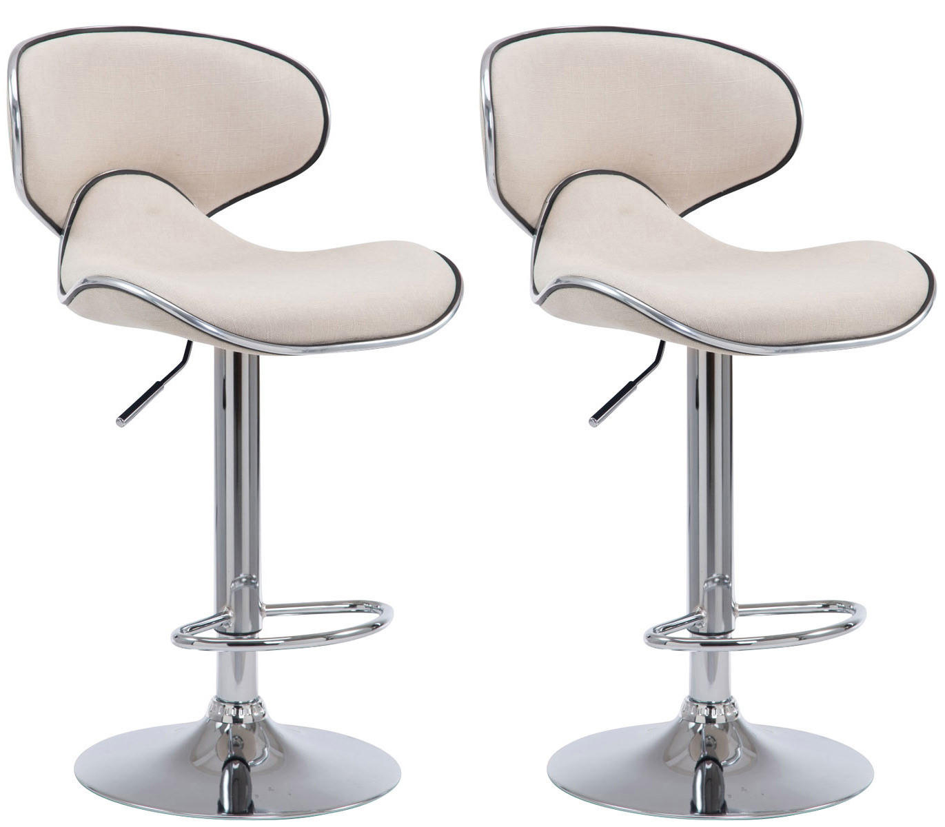 BARHOCKER 2er Set Stoff creme - Chromfarben/Creme, Textil/Metall (46/88/49cm) - CLP