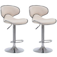 BARHOCKER 2er Set Stoff creme - Chromfarben/Creme, Textil/Metall (46/88/49cm) - CLP