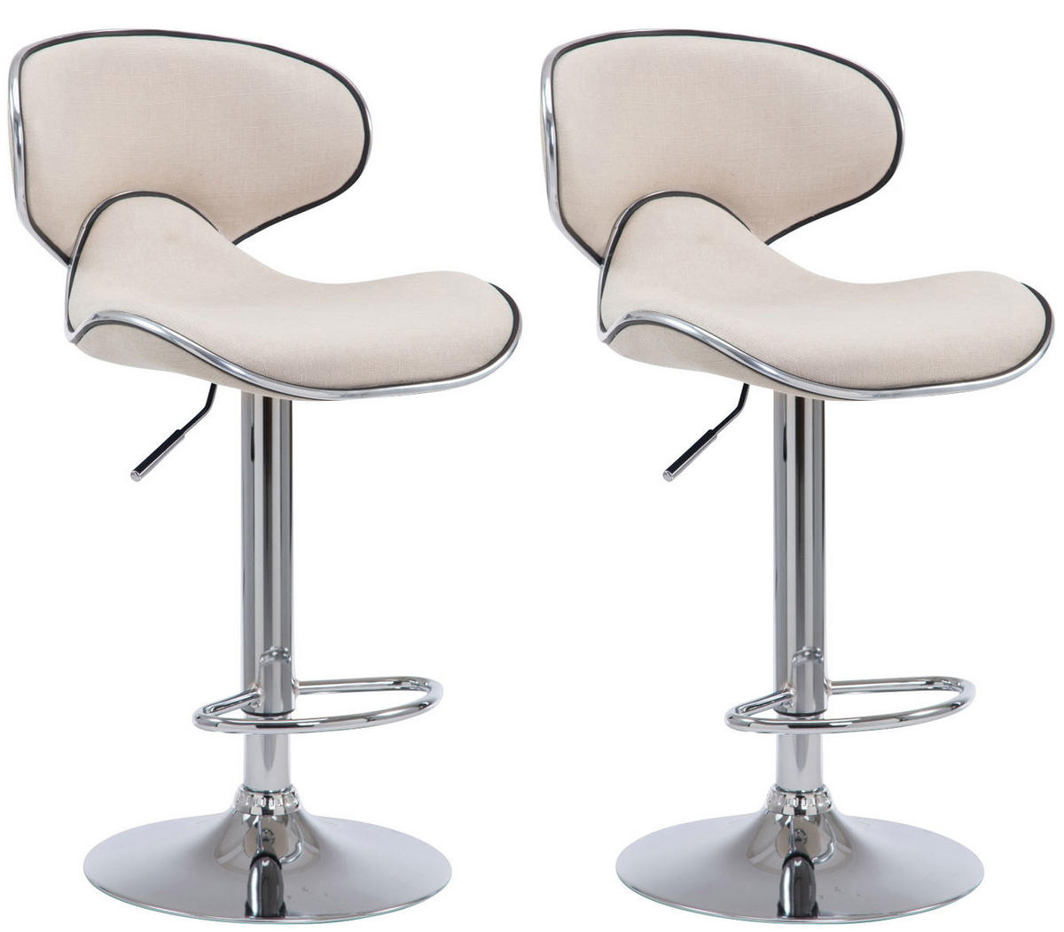 BARHOCKER 2er Set Stoff creme - Chromfarben/Creme, Textil/Metall (46/88/49cm) - CLP