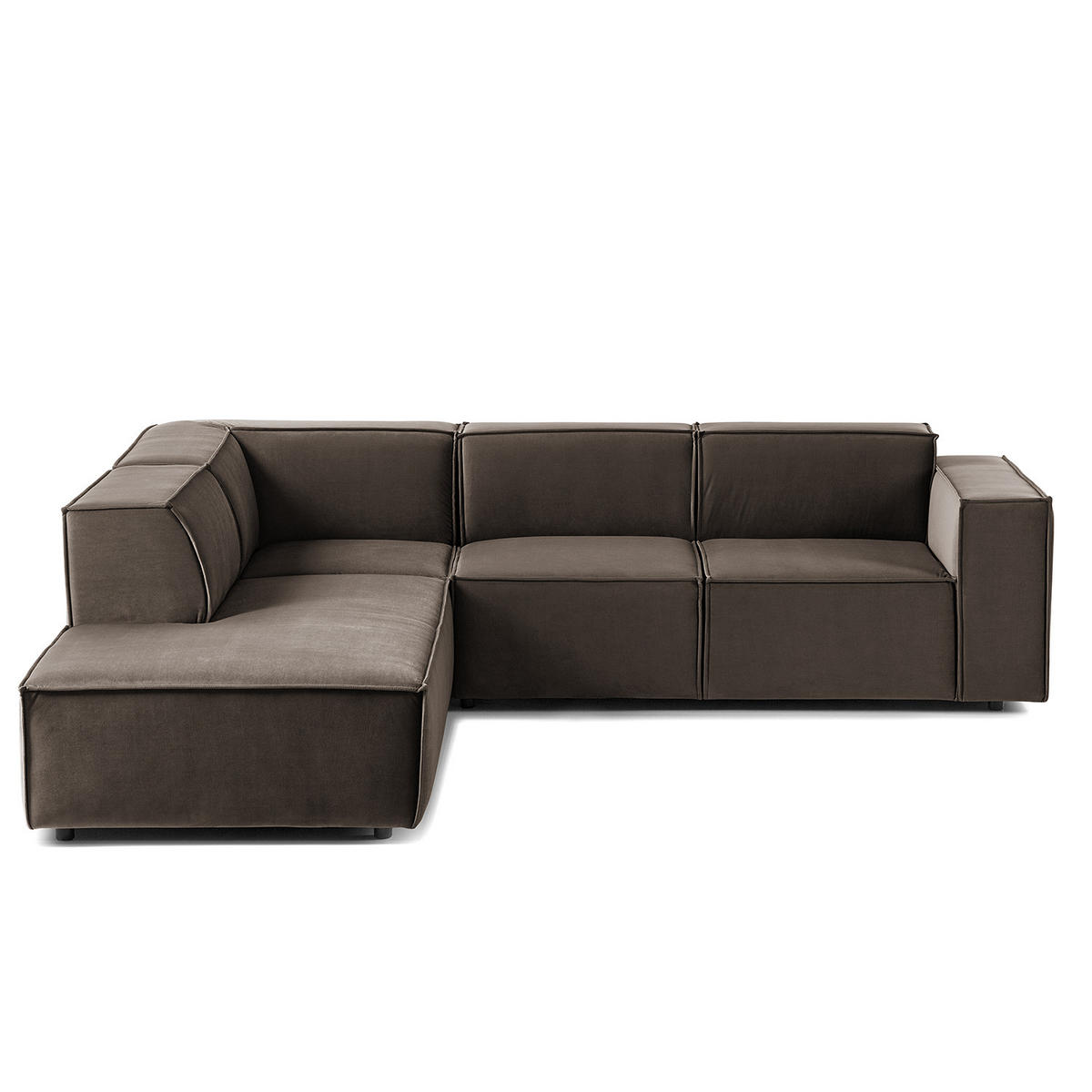 ECKSOFA mit Ottomane - Taupe/Schwarz, Kunststoff/Textil (260/234cm) - home24