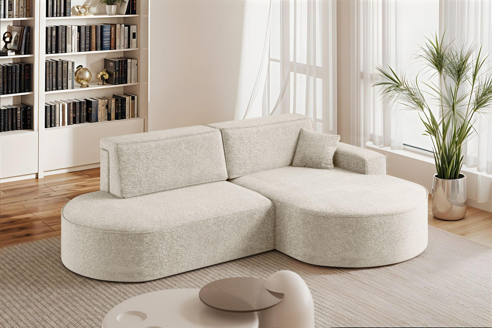 ECKSOFA Venedig Mit Schlaffunktion - Creme, Holzwerkstoff/Textil (278/179cm) - Fun Möbel