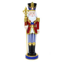 NUSSKNACKER Figur groß 91cm, Weihnachtsdeko mit LED, Timer, MgO - Dunkelrot, Naturmaterialien (28.5/91/28.5cm) - Hometopia