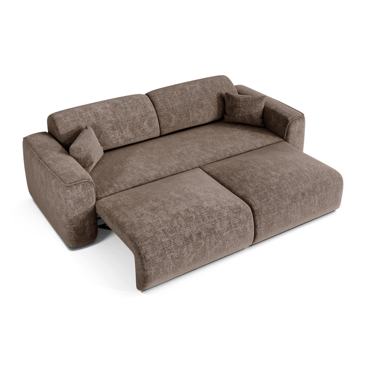 SCHLAFSOFA GERADE Geprägter Samt Taupe 240cm - Taupe, Textil (240/73/97cm) - Sia Home