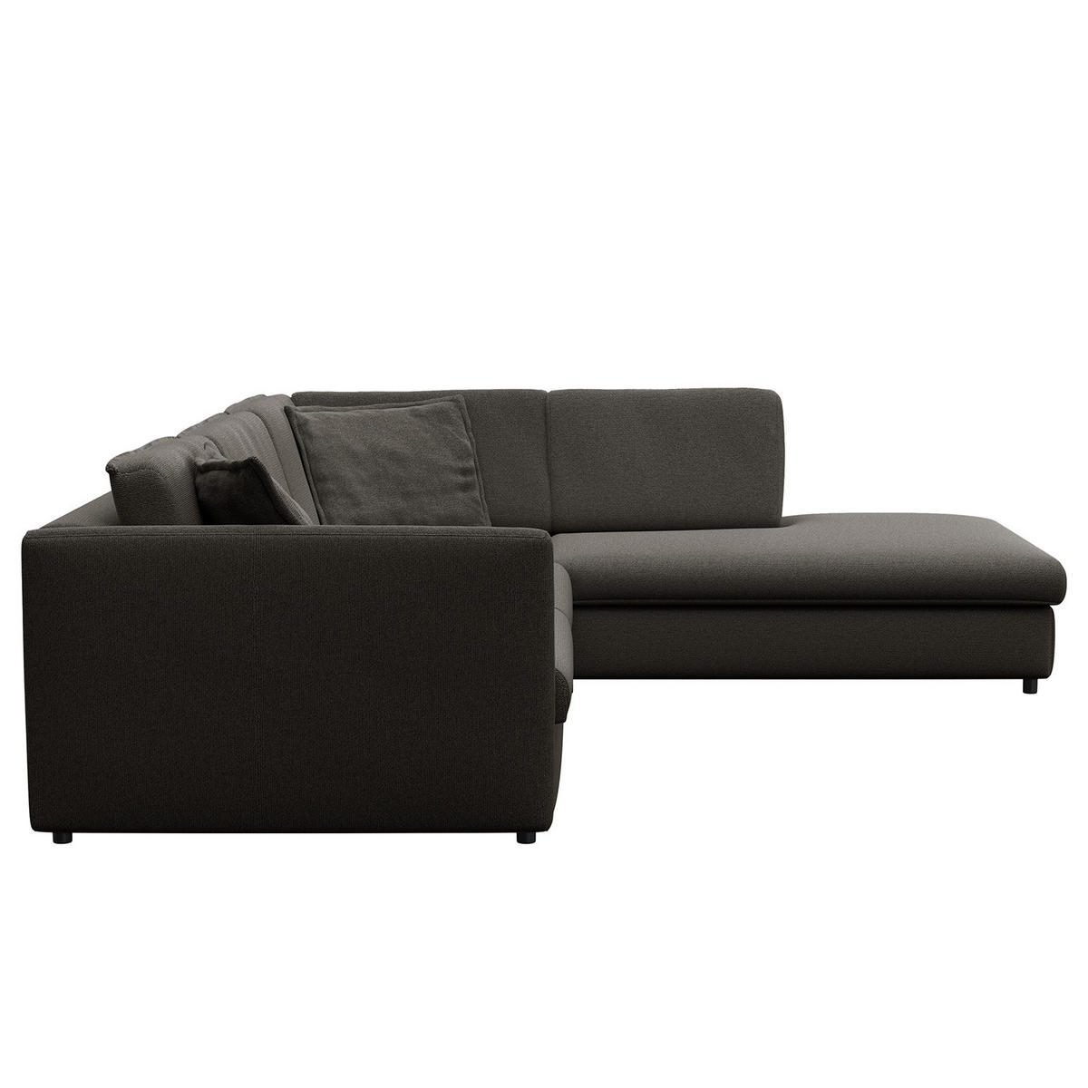 ECKSOFA mit Ottomane - Anthrazit/Schwarz, Kunststoff/Textil (328/272cm) - home24