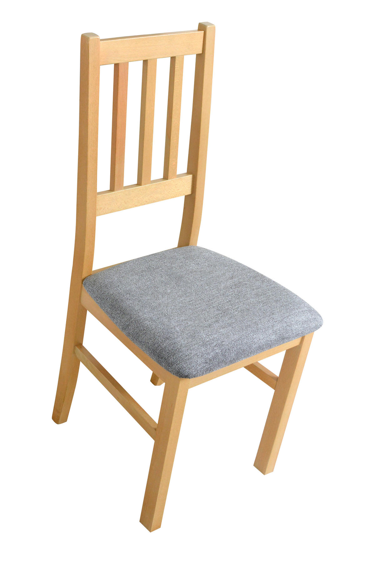 STUHL Bos 4 (6er Set) - Birkefarben/Zinkfarben, Holz (43/94/40cm) - Leaf Design