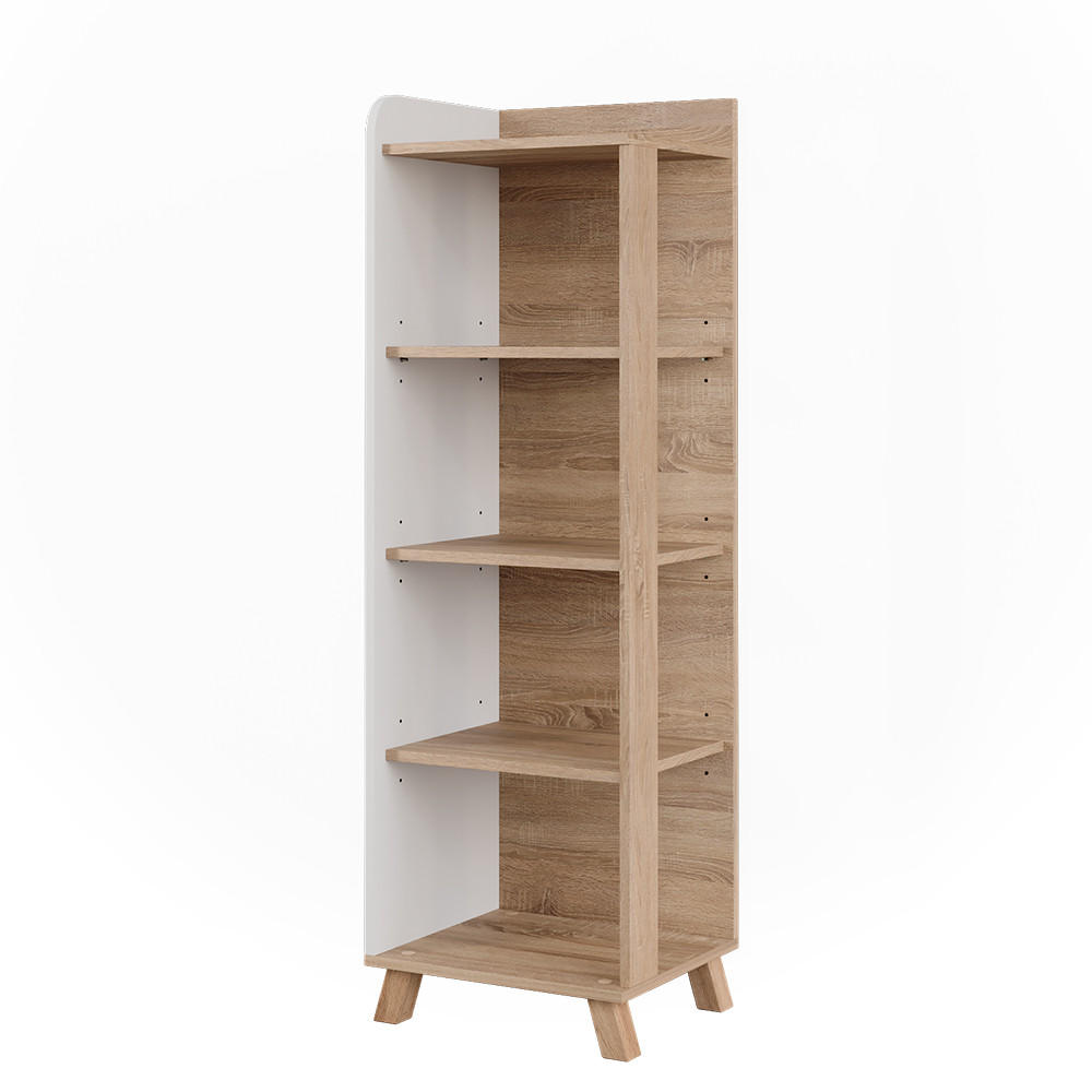 BADRUMSHYLLA Karen Sonoma/Vit 40x128 cm med 4 fack Sonoma ek, Vit 128/40/35 cm