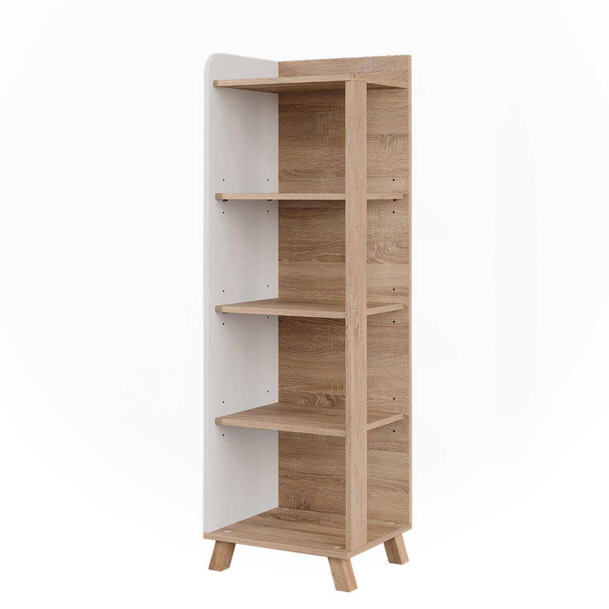 BADREGAL Karen Sonoma/Weiß 40 x 128 cm mit 4 Fächern - Weiß/Sonoma Eiche, Holzwerkstoff (40/128/35cm) - Vicco