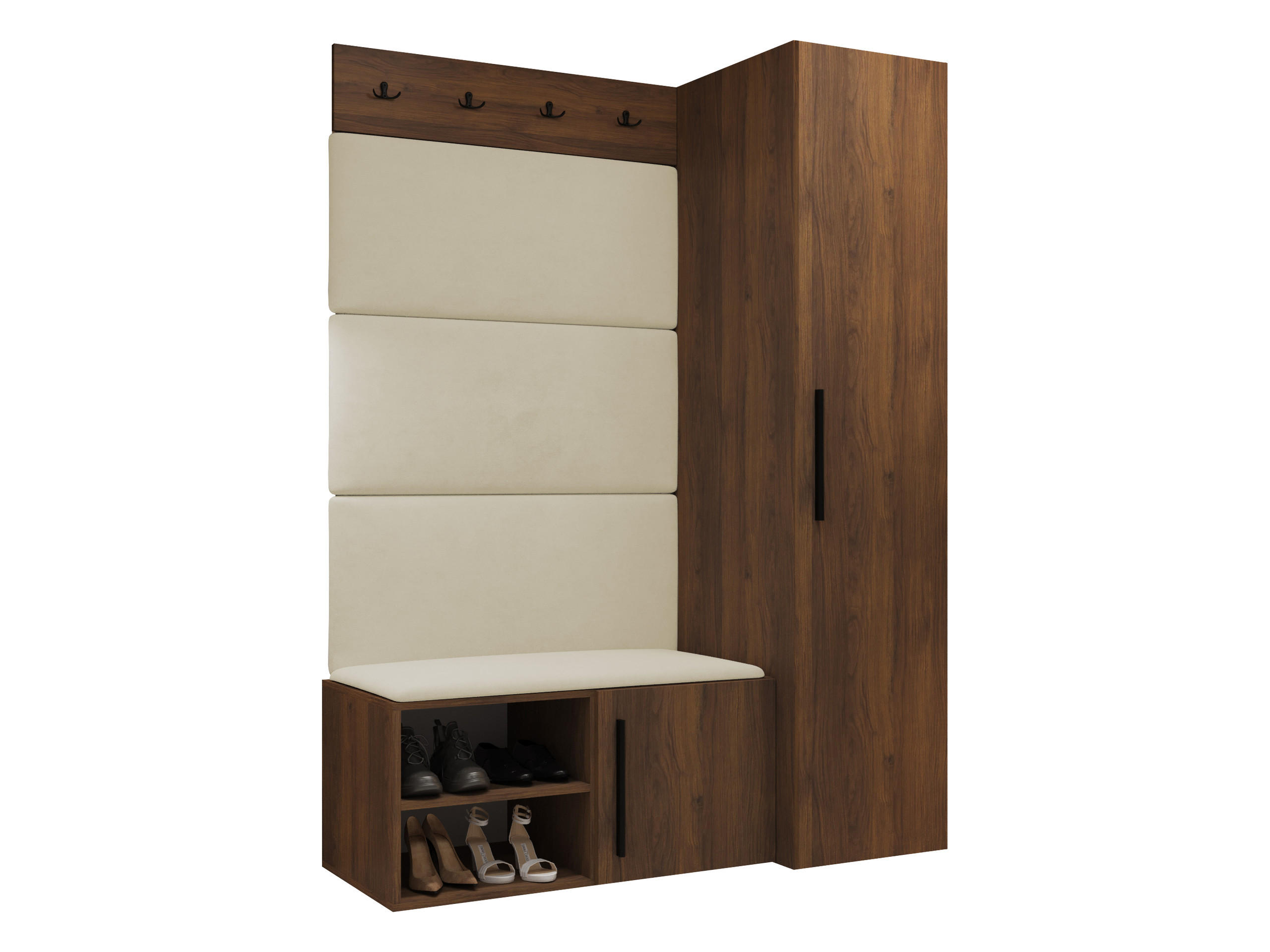 MOBILIER PENTRU HOL Medi II - bej/culoare lemn de nuc, material plastic/compozit lemnos (40/191/50cm) - MIRJAN24