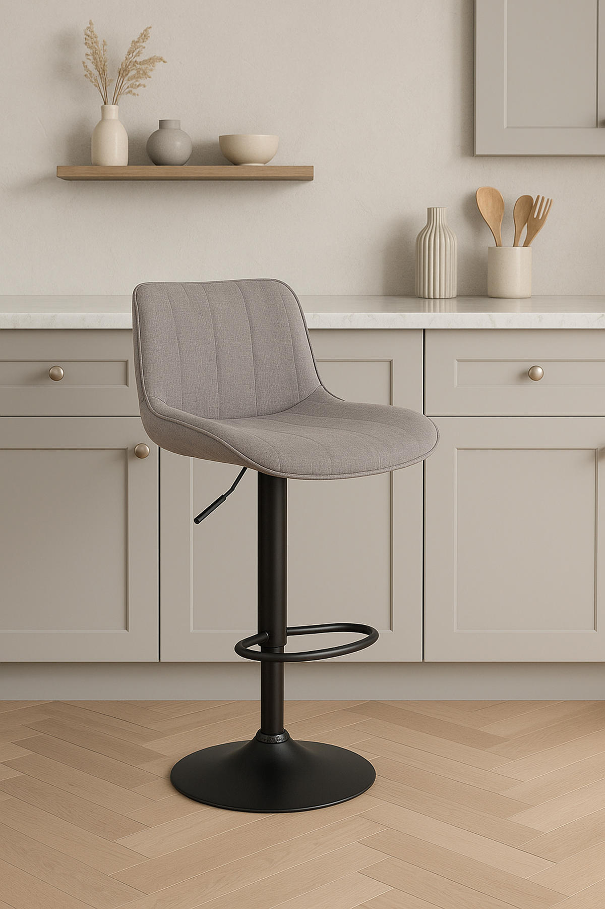BARHOCKER Lento Gestell schwarz Stoff Grau - Schwarz/Grau, Textil/Metall (50/108/50cm) - TPFLiving