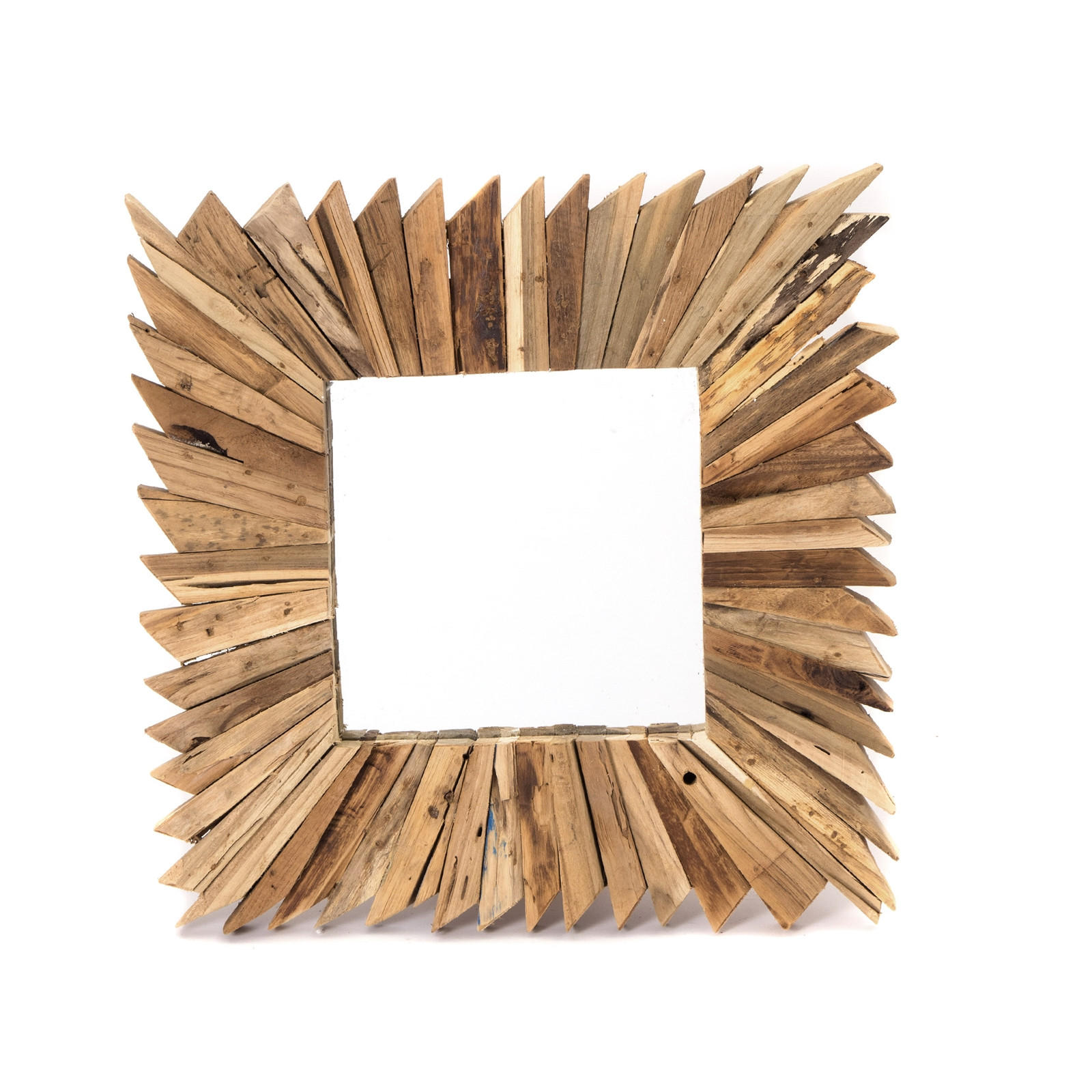 WANDSPIEGEL Spikes 50x50 cm Massivholz naturfarben - Braun, Holz (50/50/5cm) - CREEDWOOD