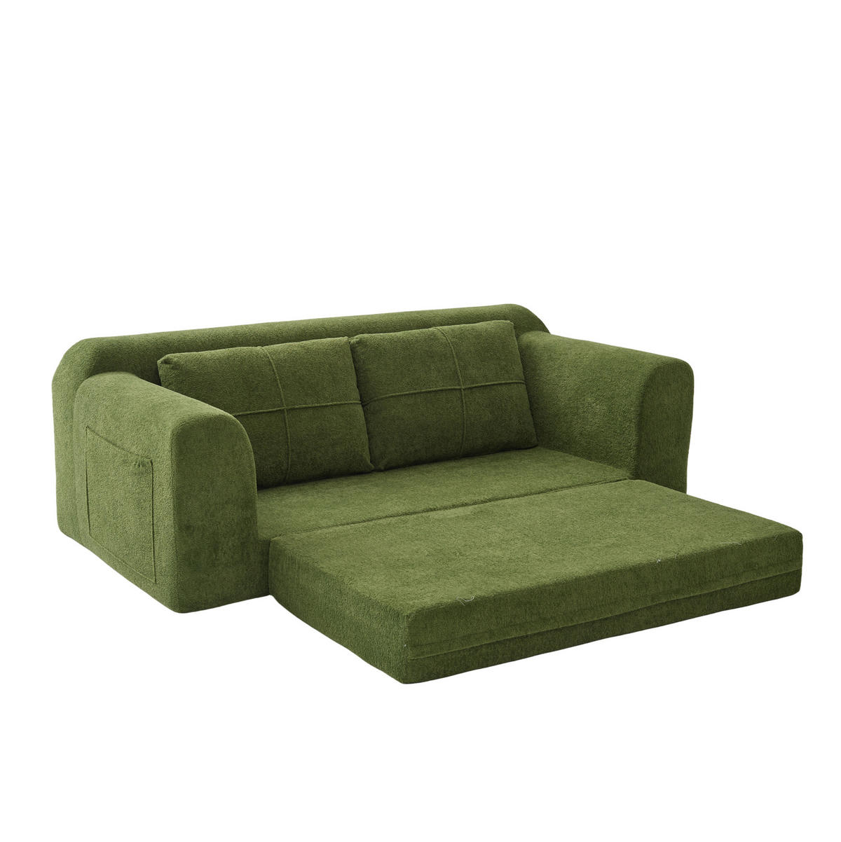 SCHLAFSOFA aus Stoff 179x95x79 cm Armeegrün 2-in-1 klappbar als Bodensofa und Bodenbett mit Armlehnen - Grün, Textil (178/61.5/96cm) - Modfu