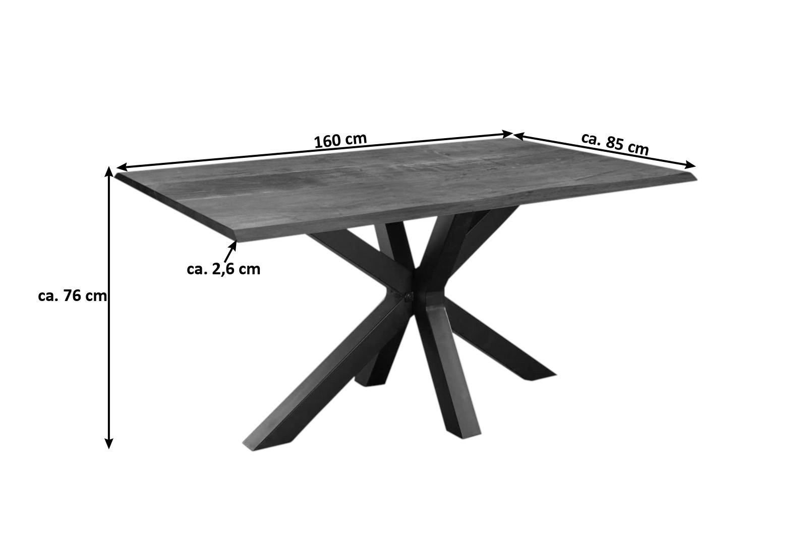ESSTISCH SPYRO - Schwarz/Braun, Holz/Metall (85/160/76cm) - SAM