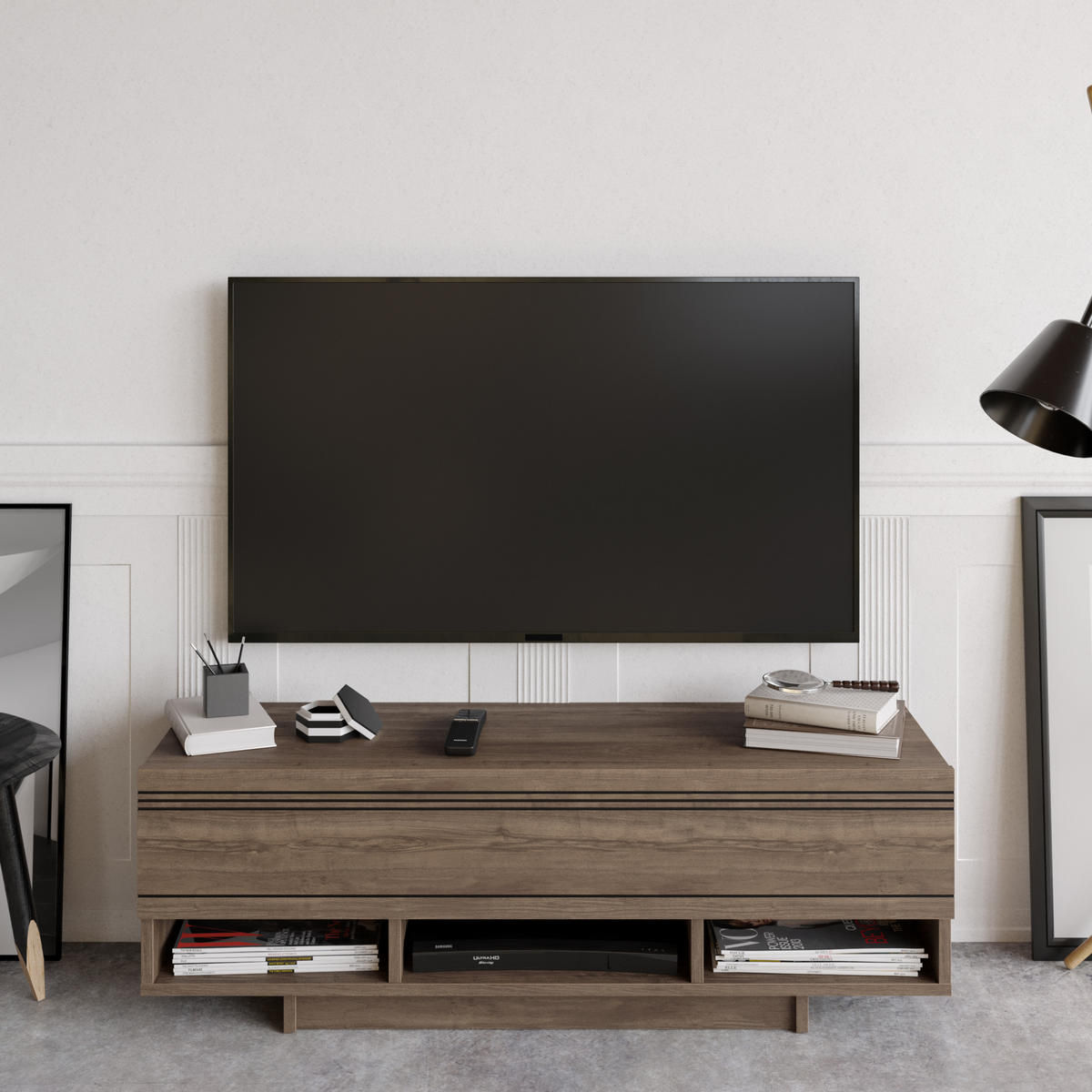 TV-ELEMENT Celestia Walnuss - Walnussfarben, Holzwerkstoff (120/40/33.5cm) - Decorotika