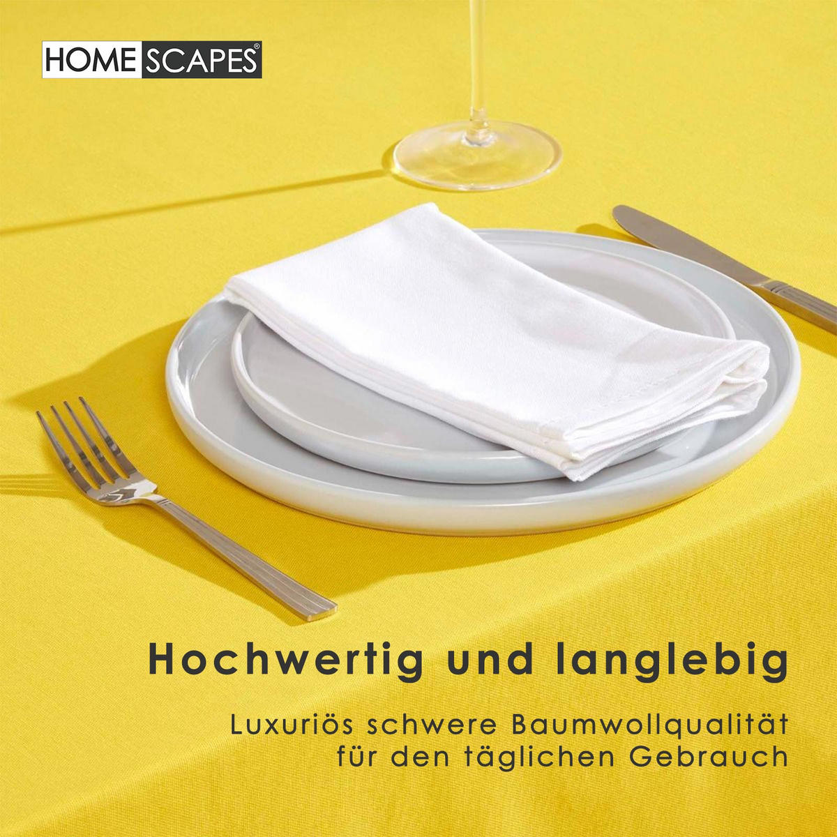 TISCHDECKE gelb 137/178 cm, 100% Baumwolle - Gelb, Textil (137/178cm) - Homescapes