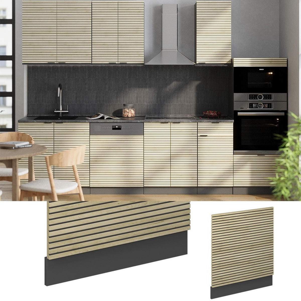 PŘEDNÍ PANEL Fame-Line Dubový panel 60 cm , PD Antracit - antracitová/barva dubu, kompozitní dřevo (60/67.4/1.6cm) - Vicco