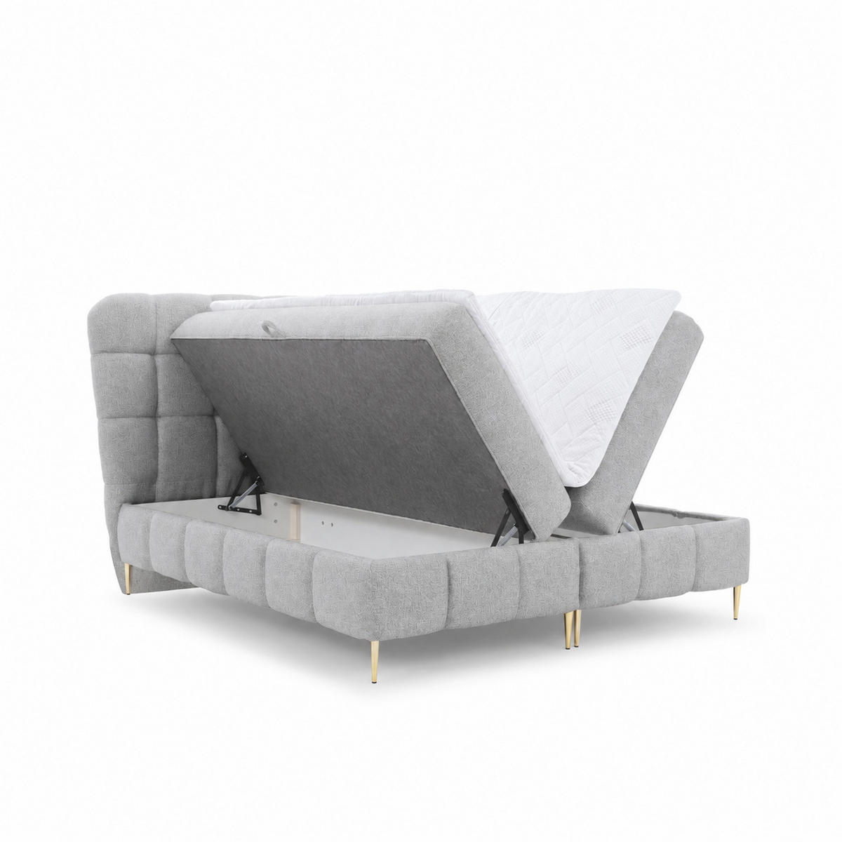 BOXBETT mit Stauraum in 120x200 cm in Hellgrau - Hellgrau, Textil (120/200cm) - Home Collective