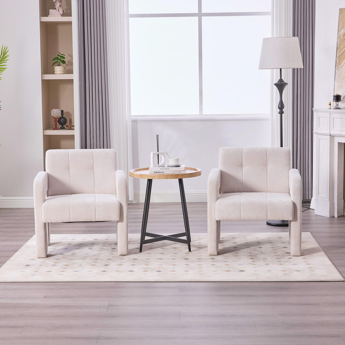 SESSEL Einzelner Sessel,dicke Polsterung,Chenille,Beige - Beige, Textil (67.5/74.5/69cm) - LVHOM