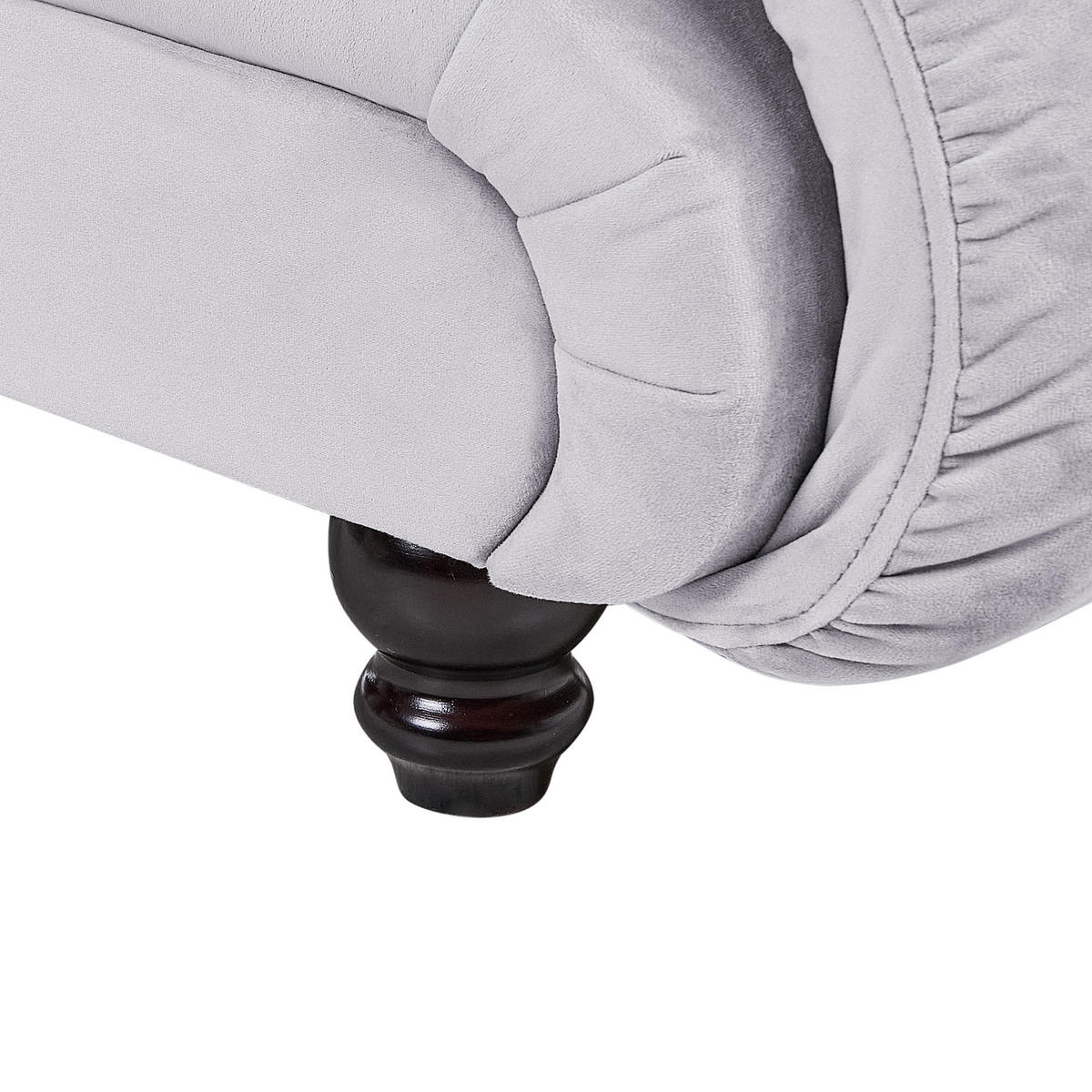 CHAISELONGUE Samtstoff hellgrau linksseitig Lormont - Grau, Textil (141/76/70cm) - Beliani