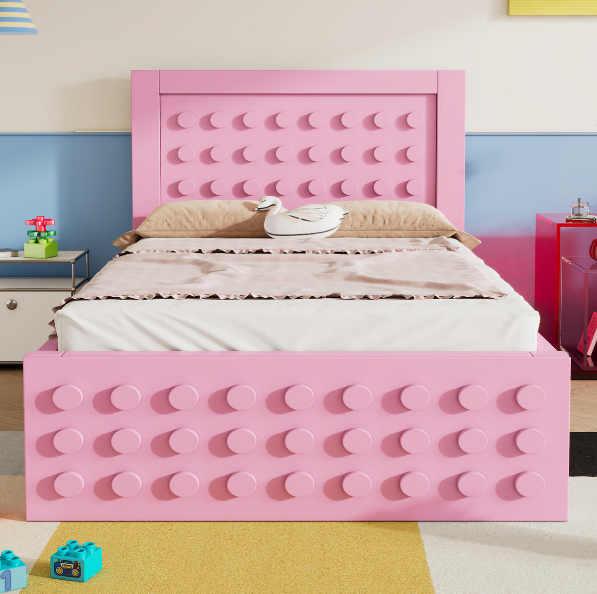 KINDERBETT 90/190 cm in Rosa mit Schublade und Stauraum aus Holz - Pink, Holzwerkstoff (90/190cm) - BEAOK