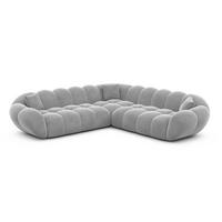 ECKSOFA Liva Hellgrau Samtstoff - Hellgrau, Textil (258/258cm) - VAROYAL
