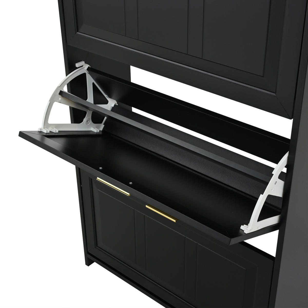 SCHUHSCHRANK mit 3 Klappen 70/24/120 cm im 2er-Set, schwarz - Schwarz, Holzwerkstoff (140/120/24cm) - BEAOK