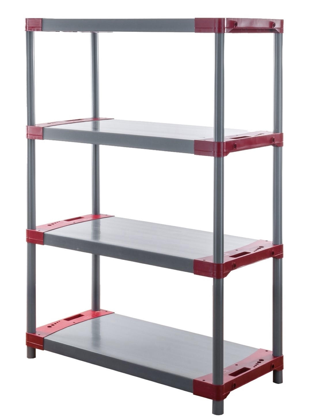 KUNSTSTOFFREGAL GREY BEAR Low 138x80x46cm Fachlast 120kg Grau-Rot - Rot, Kunststoff (80/138/46cm) - PROREGAL