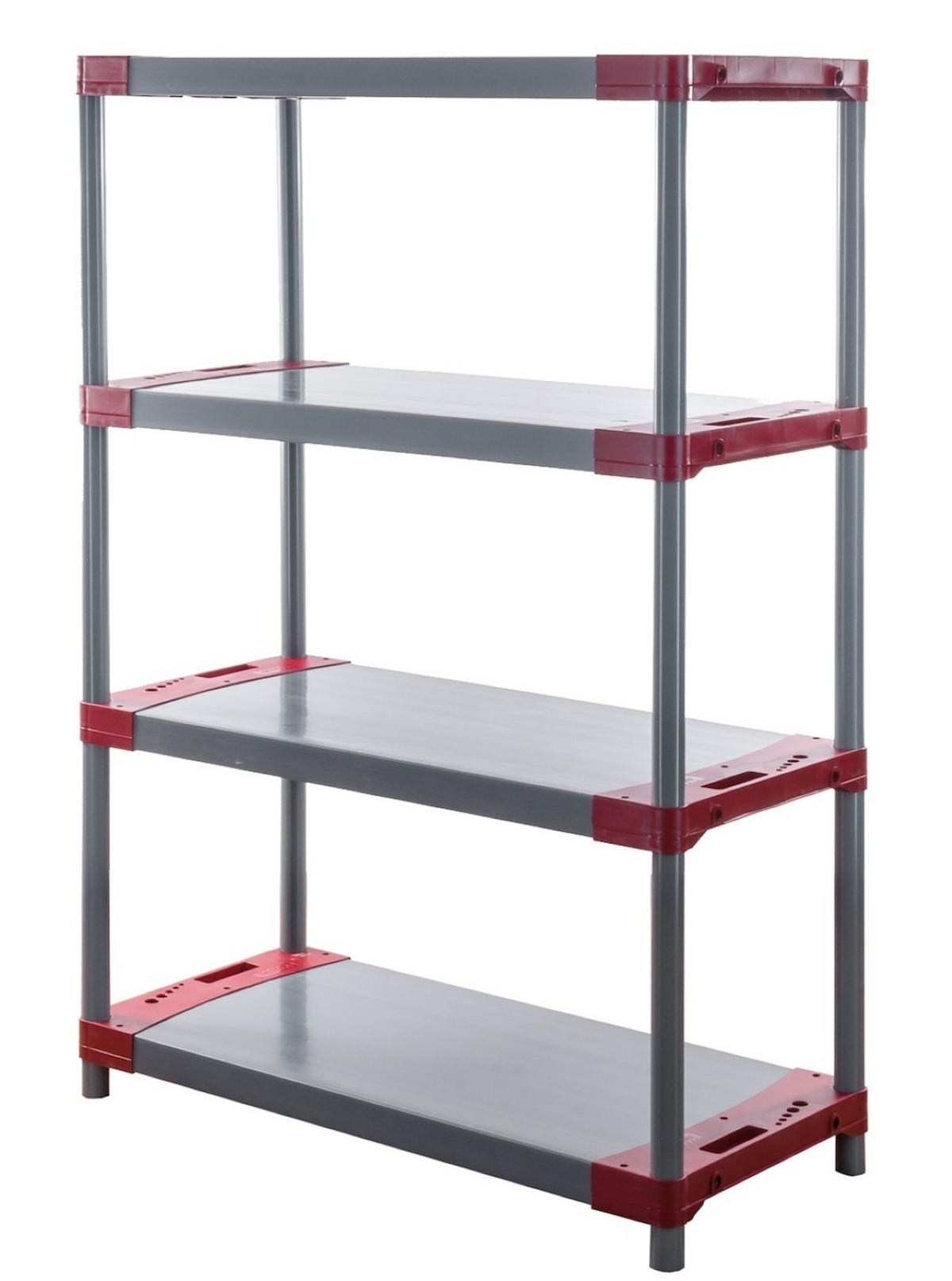 KUNSTSTOFFREGAL GREY BEAR Low 138x80x46cm Fachlast 120kg Grau-Rot - Rot, Kunststoff (80/138/46cm) - PROREGAL