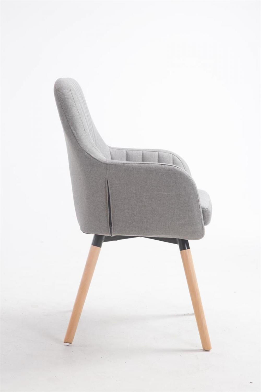 ARMLEHNENSTUHL Stoff grau - Eukalyptusholzfarben/Grau, Holz/Textil (67/93/58cm) - CLP