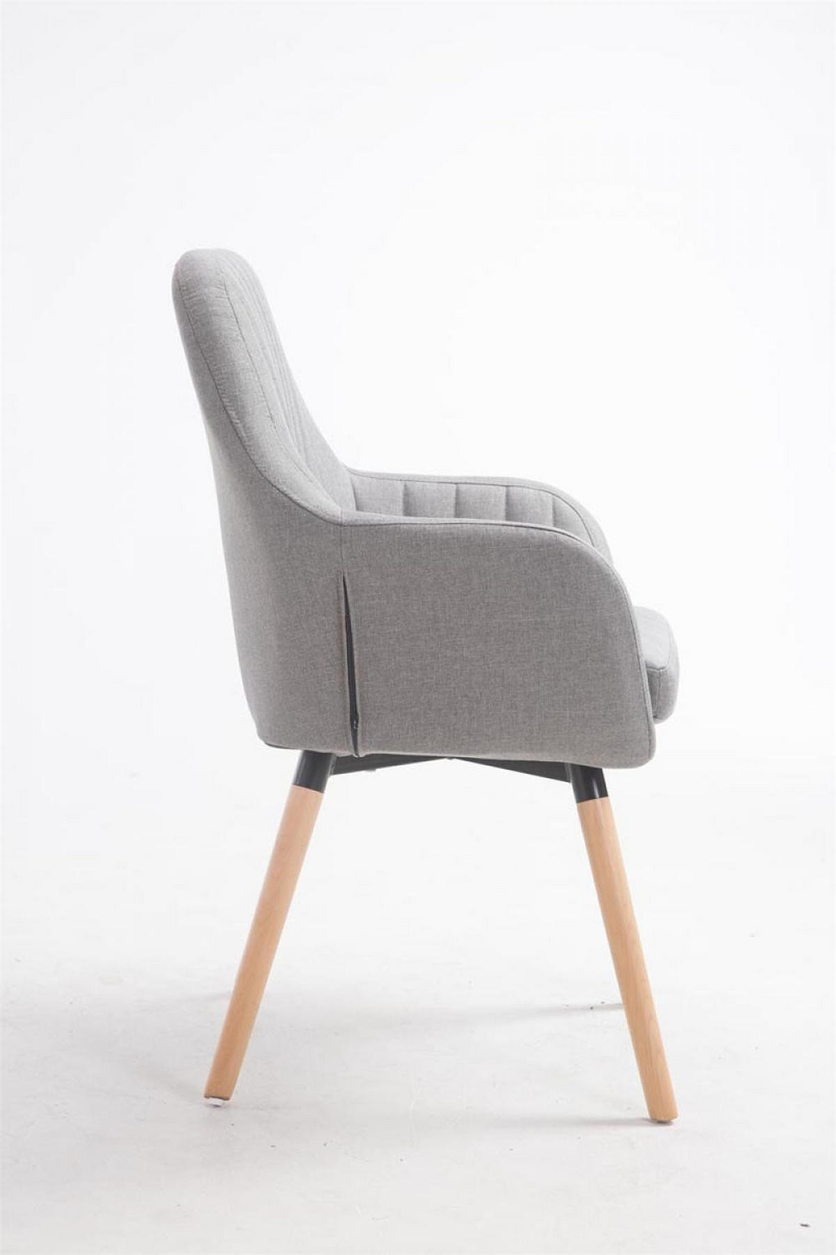 ARMLEHNENSTUHL Stoff grau - Eukalyptusholzfarben/Grau, Holz/Textil (67/93/58cm) - CLP