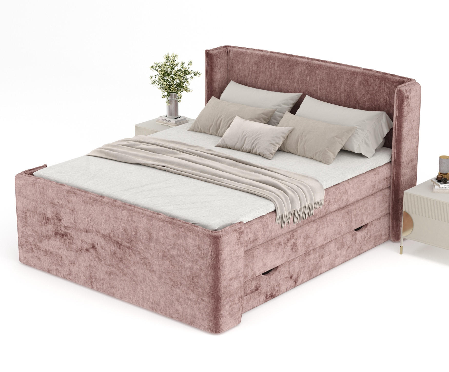 Thumbnail - Maison de Reve Boxspringbett, Pink, Textil, Buche, Kiefer, H3, Höhe ca. 37 cm, 160x200 cm, Oeko-Tex® Standard 100, FSC 1...