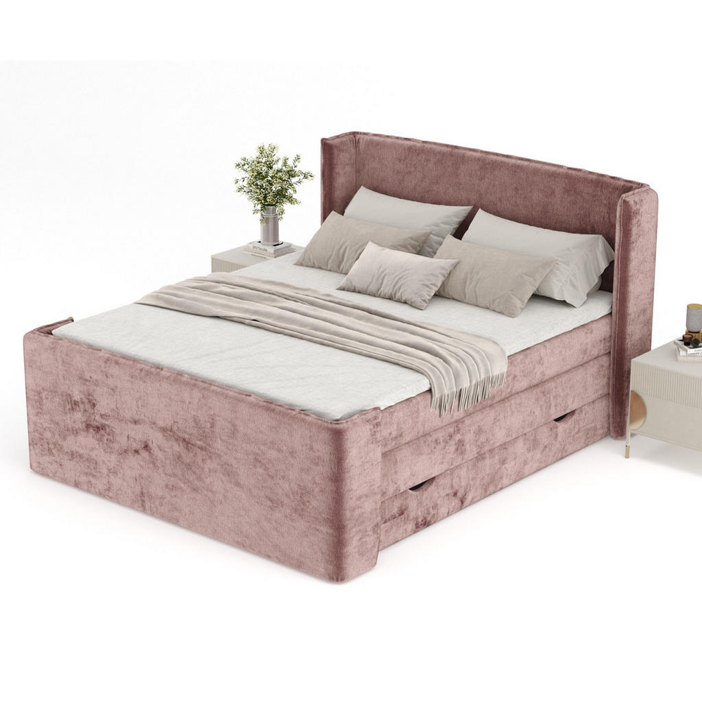 Thumbnail - Maison de Reve Boxspringbett, Pink, Textil, Buche, Kiefer, H3, Höhe ca. 37 cm, 200x200 cm, Oeko-Tex® Standard 100, FSC 1...