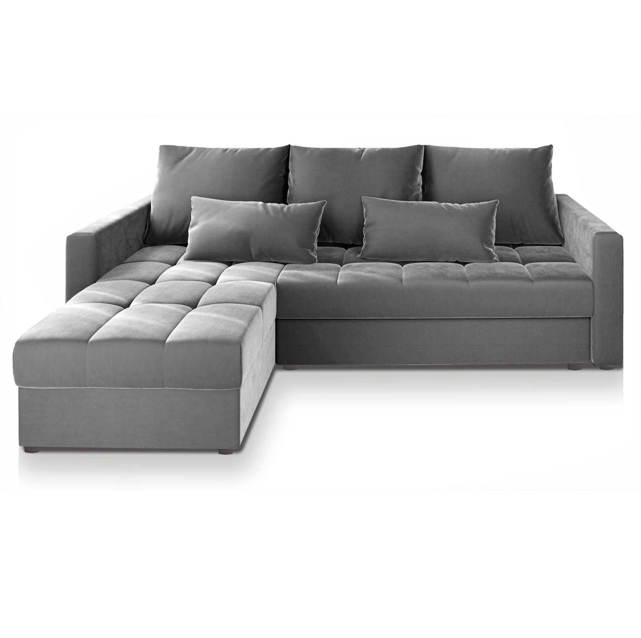 ROHOVÁ SEDAČKA KOS PIK světle šedá - šedá/světle šedá, dřevo/textil (220/140cm) - MASSENO