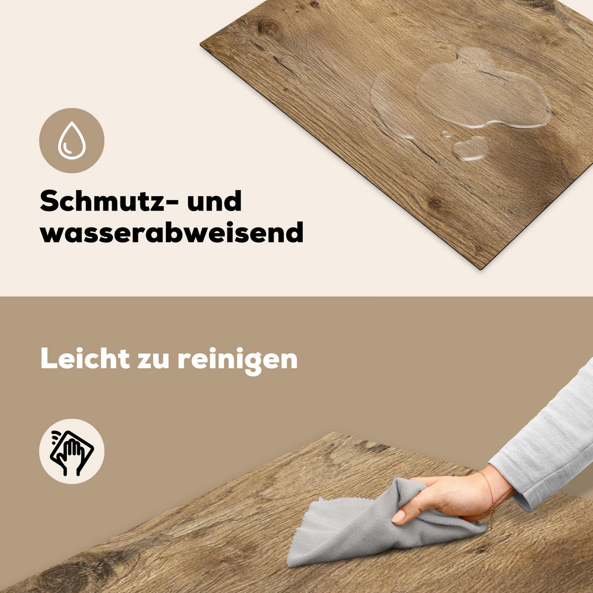 HERDABDECKPLATTE Holz - Braun - Holzoptik 70x52 cm - Eichefarben, Kunststoff (70/52/0.2cm) - MuchoWow