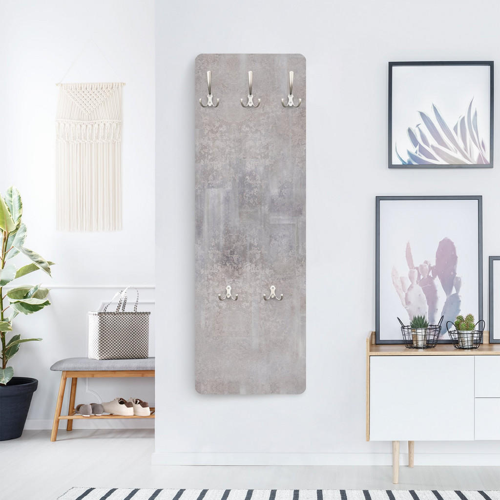 Thumbnail - Bilderwelten Wandgarderobe, Pastellblau, Holzwerkstoff, Beton Optik, Rechteckig, 34x105x1.6 cm, Garderobe, Garderobenlei...