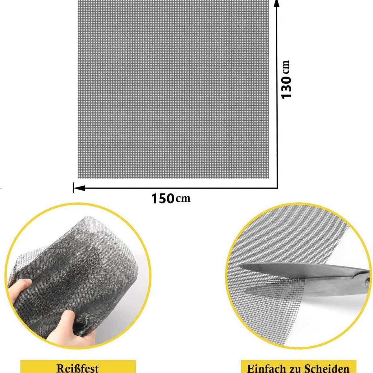 FLIEGENGITTER Magnet Schwarz 130 x 150 cm selbstklebend - Schwarz, Kunststoff (150/1/130cm) - Resch