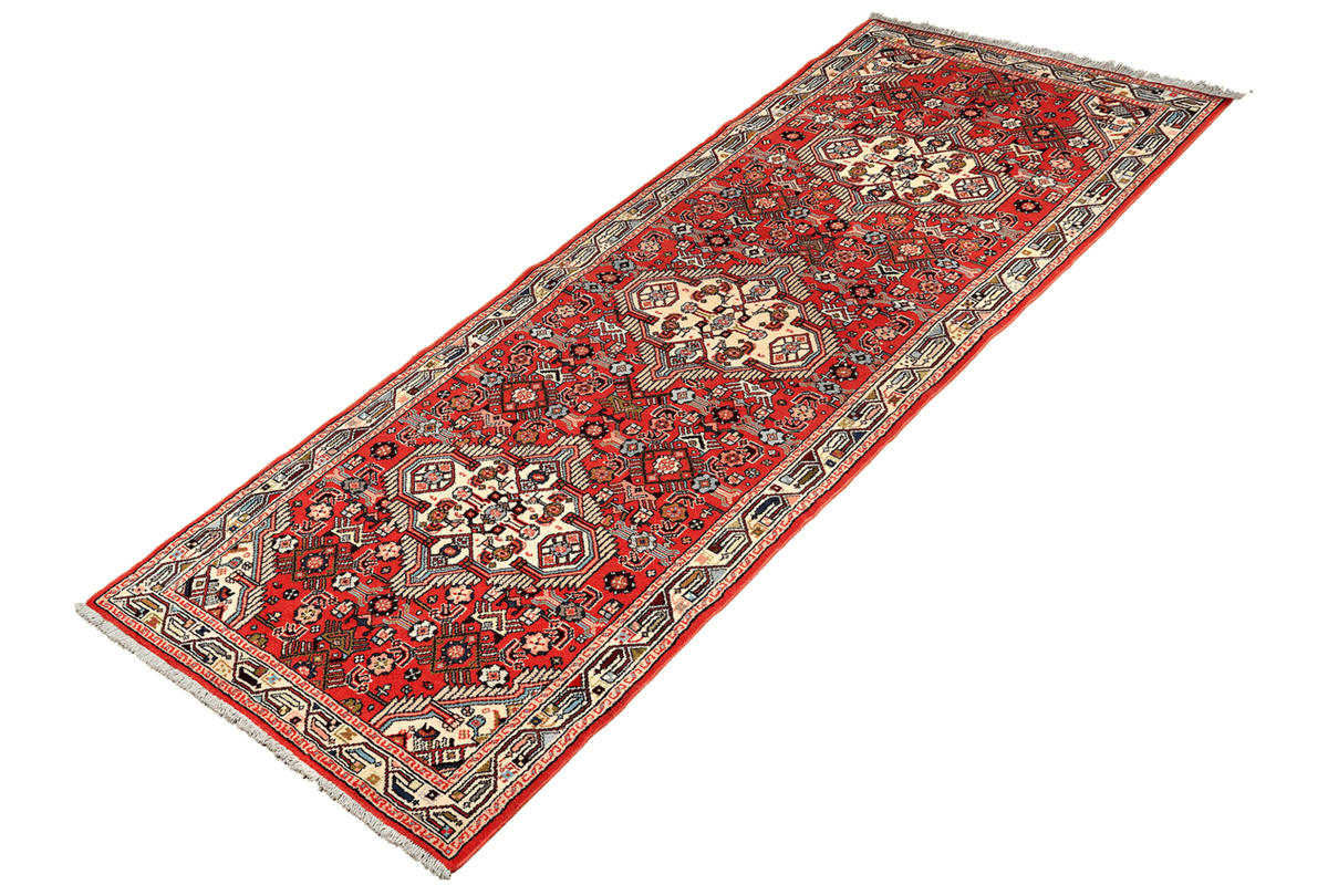 LÄUFER Orient handgeknüpft Assadabad Rot 290/89 cm Schurwolle - Rot, Textil (89/290cm) - Looma