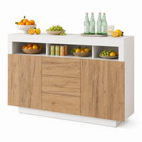 SIDEBOARD i natur/vit Förvaringsskåp med 3 lådor och 2 dörrar för vardagsrum, B140/D40/H85 cm - Vit/Naturfärgad, Träbaserade material (140/85/40cm) - STILVORA