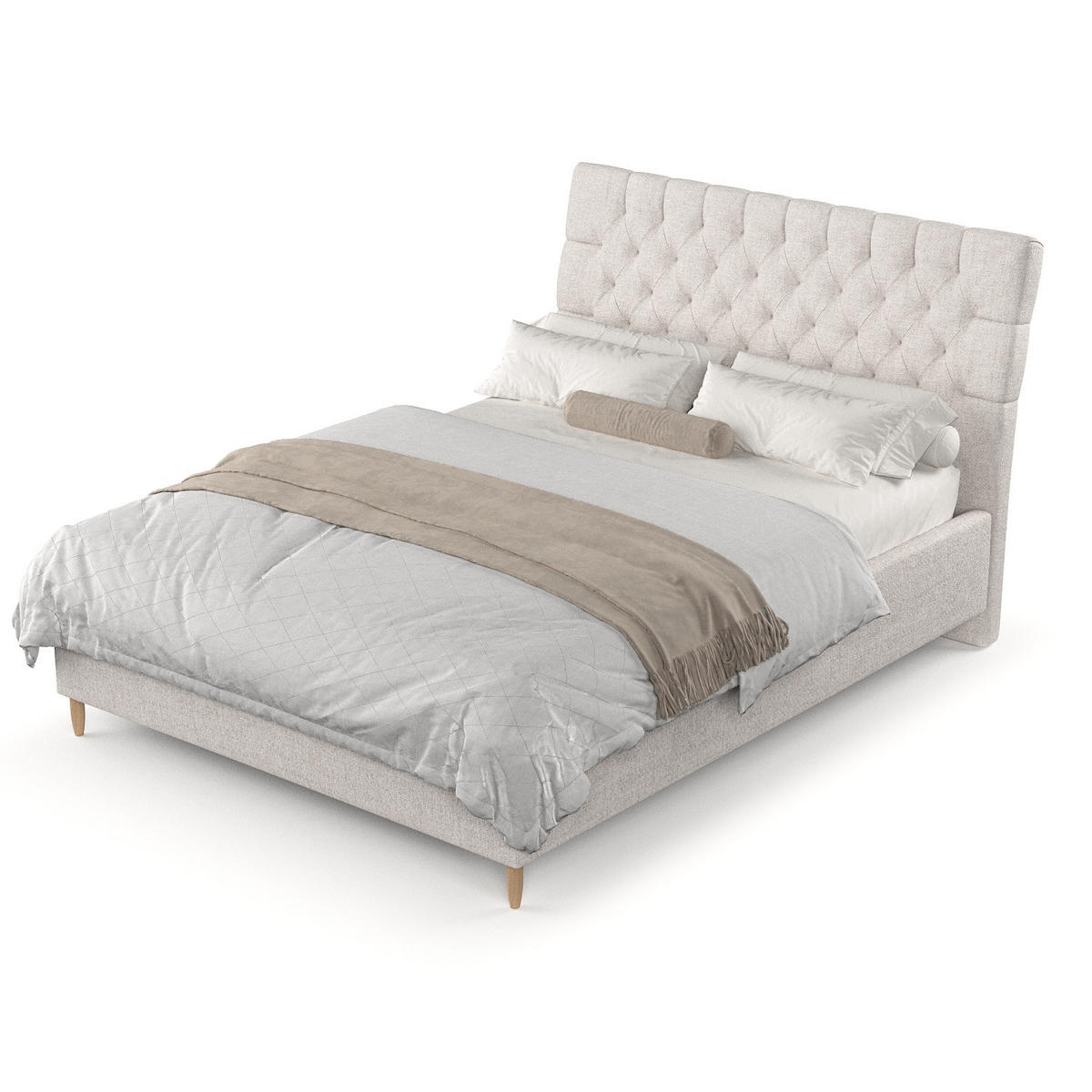 POLSTERBETT Lira 180/200 cm Hellbeige im Neve Stoff - Sandfarben/Naturfarben, Holz/Holzwerkstoff (180/200cm) - AltaBeds