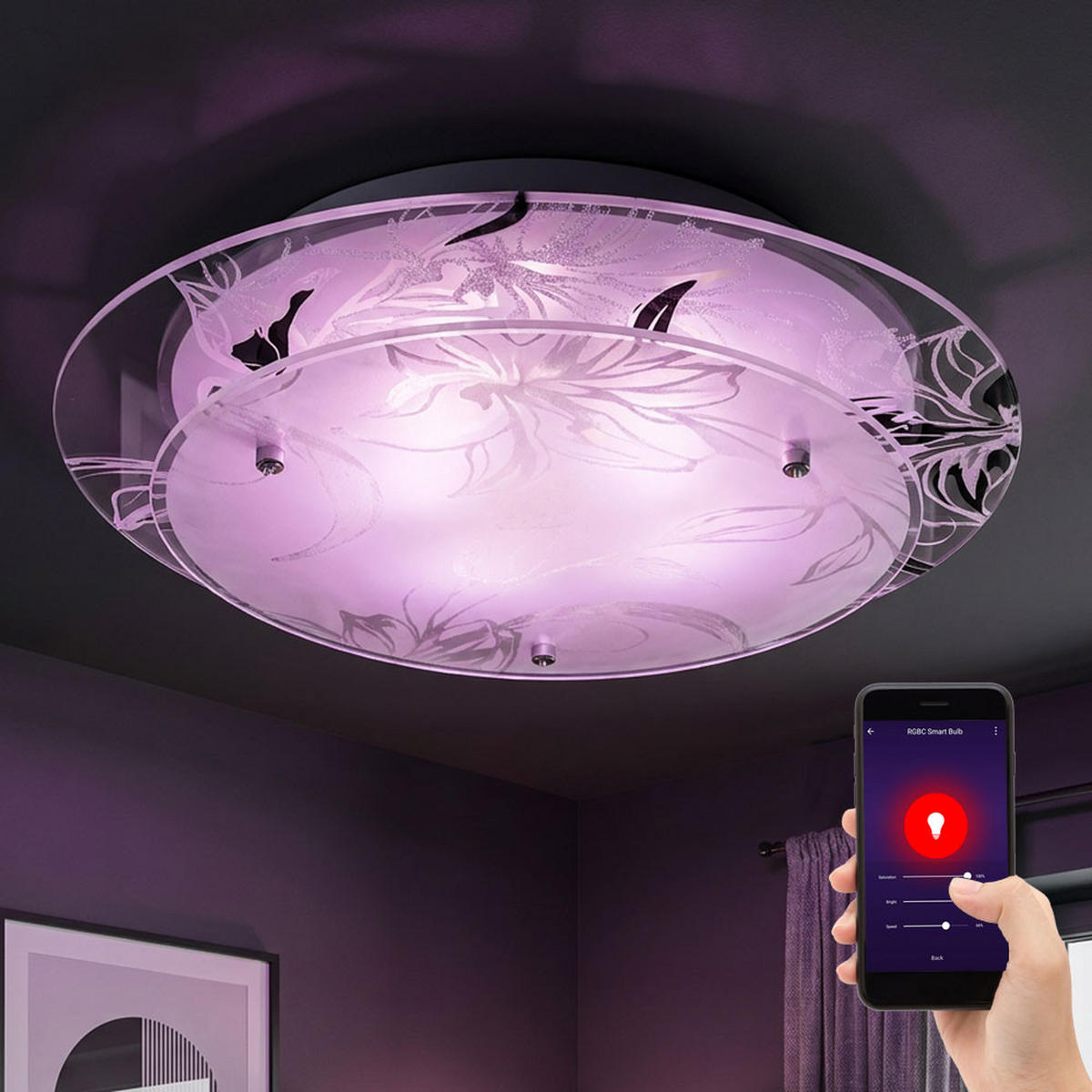 LED DECKENLEUCHTE Metall Weiß - Weiß, Glas (25/25/9.5cm) - Globo Lighting