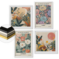WANDBILDER 4er-Set - 50x50 cm & 40x60 cm Weißer Rahmen - Blumenposter Paris London - Weiß, Kunststoff (50/50cm) - ArtPrintCave
