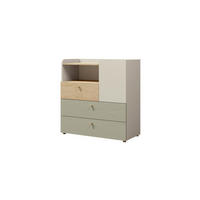 KINDERKOMMODE YOGI 10 90/93 cm in Graubeige / Geölte Eiche / Eukalyptus - Greige/Eichefarben, Holzwerkstoff (90/93/40cm) - Deine Möbel 24