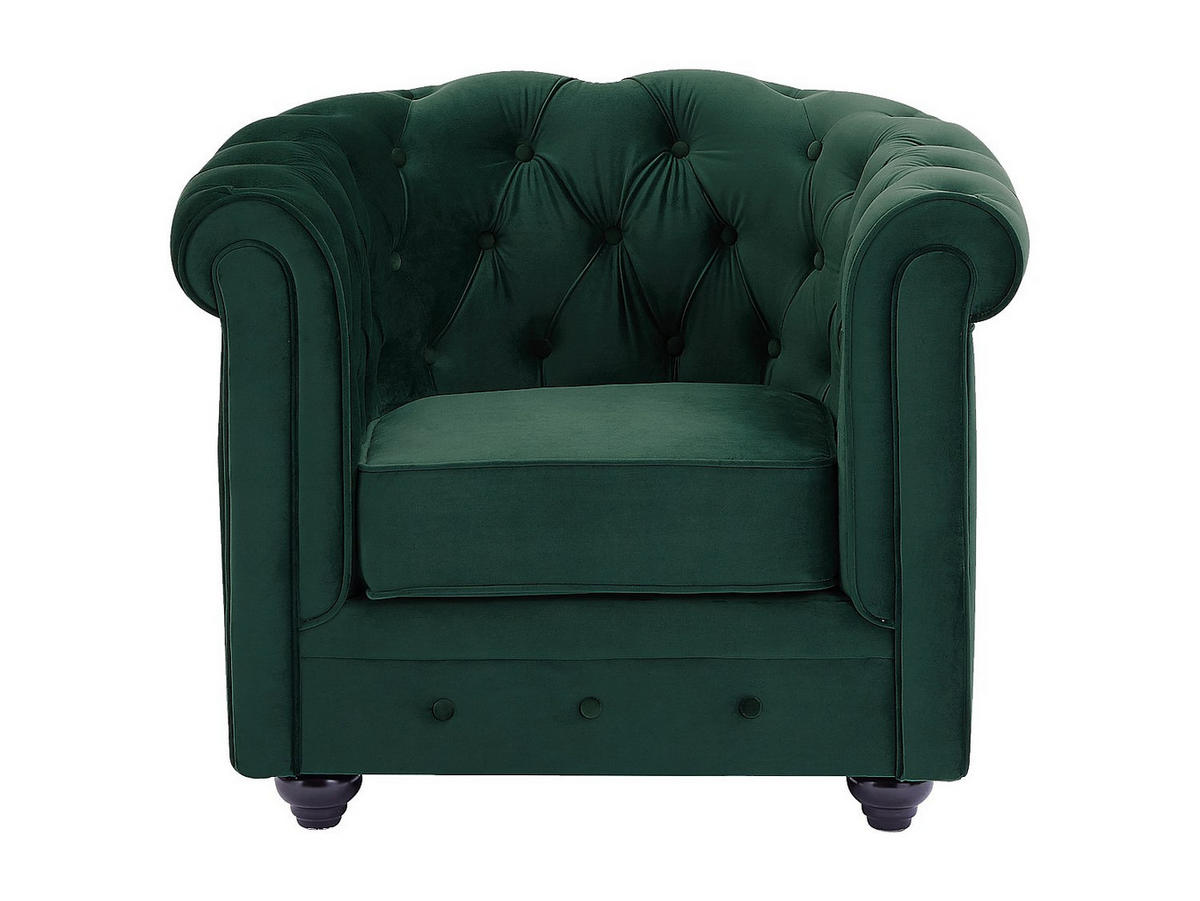 SESSEL - Samt - Grün - CHESTERFIELD - Grün, Textil (78/72/85cm) - Vente-Unique