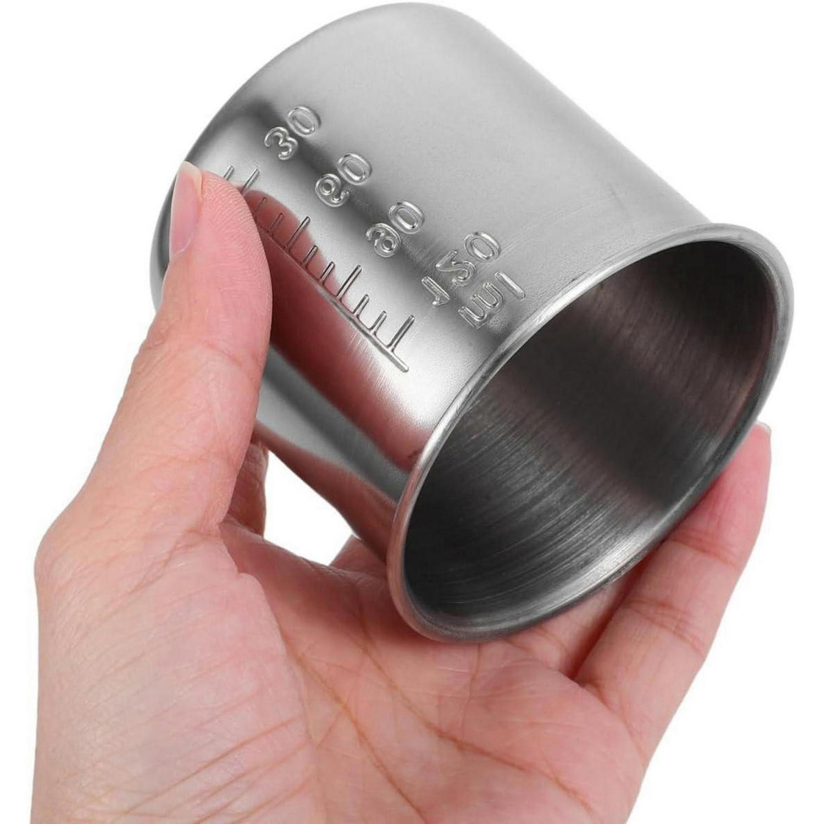 MESSBECHER Edelstahl 2-teiliges Set - Silberfarben, Metall (0.12L)
