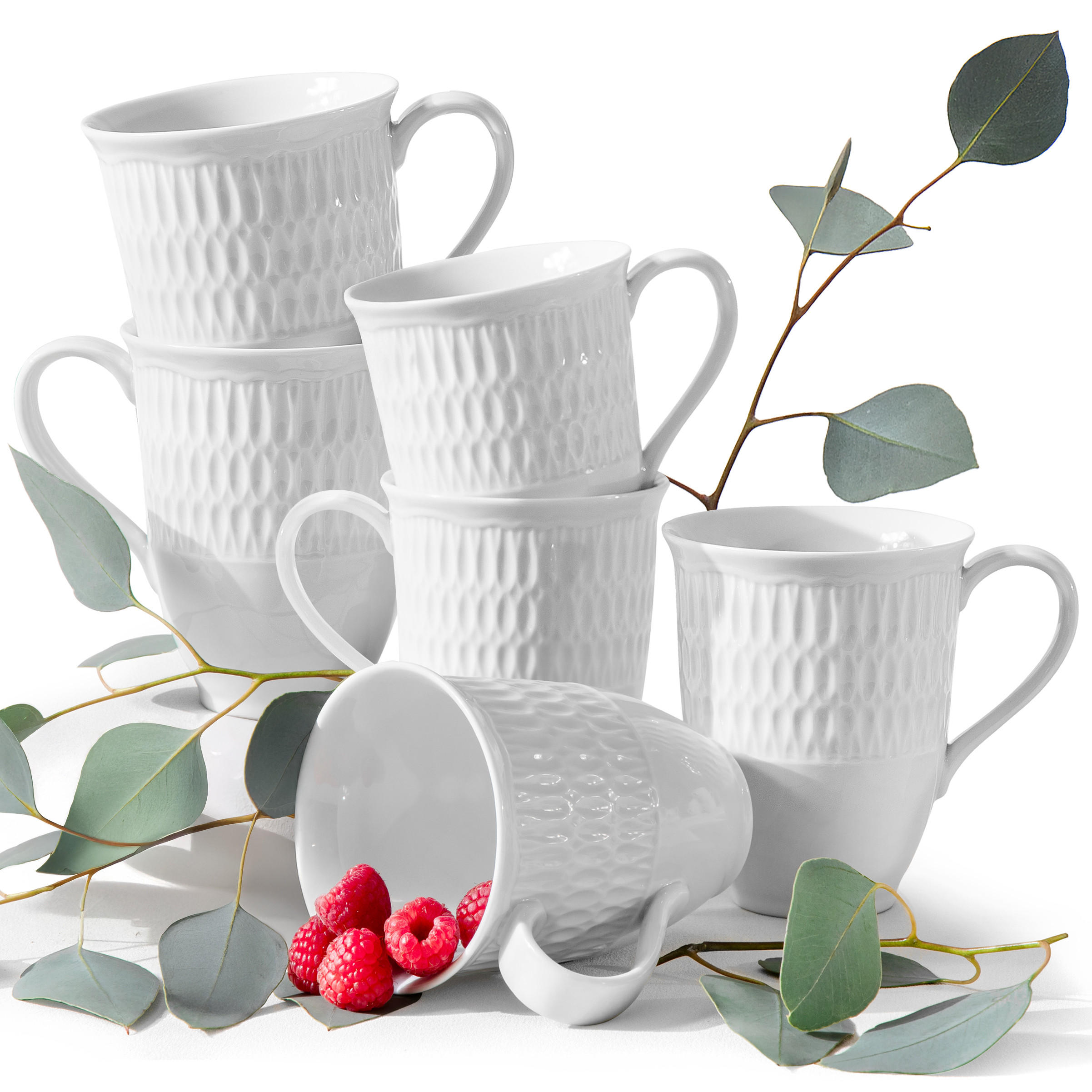 BECHER-SET CMIELOW SOFIA 6-tlg aus Porzellan - Weiß, Keramik (0.3L) - KONSIMO®