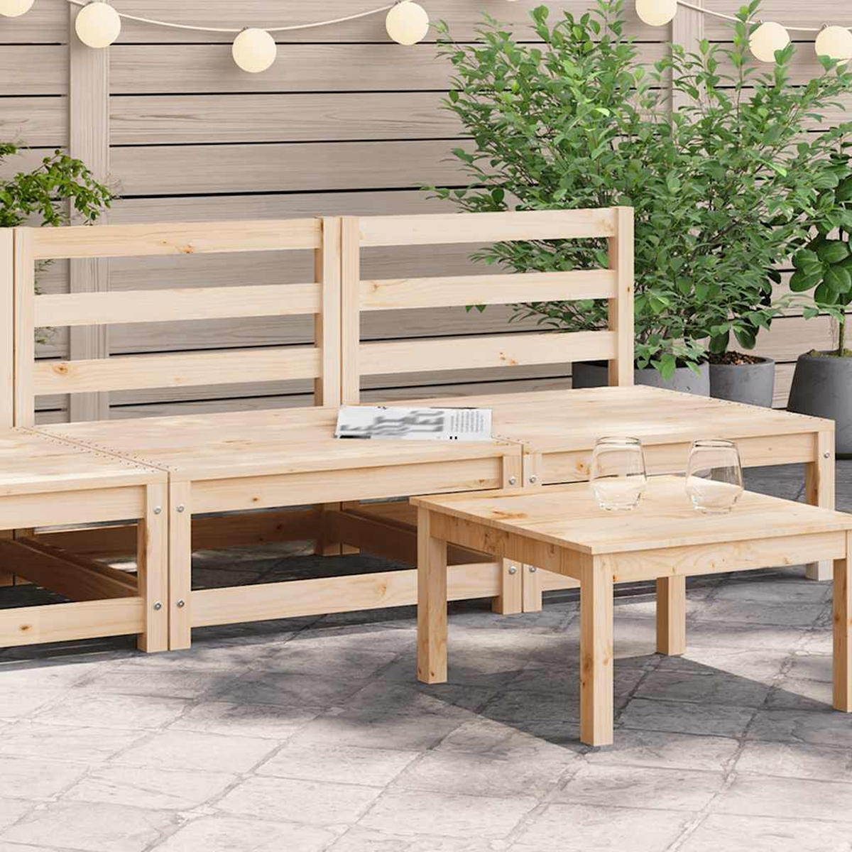GARTENSOFAS Ohne Armlehnen 2er Set 70/70/67 Cm Massivholz Kiefer - Braun, Holz (70/67/70cm) - vidaXL