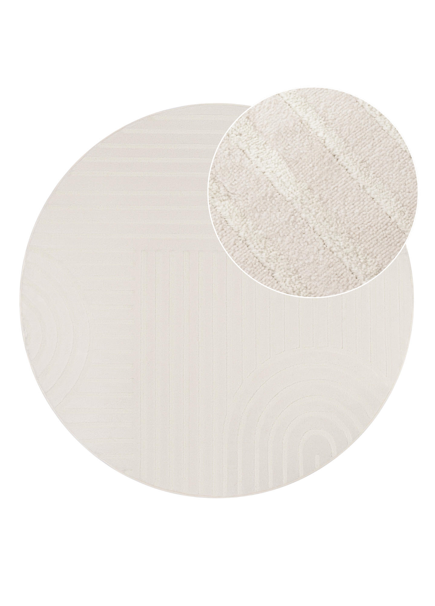 TEPPICH HYGGE Creme, rund 240/240 cm - Creme, Textil (240/240cm) - Tapiso