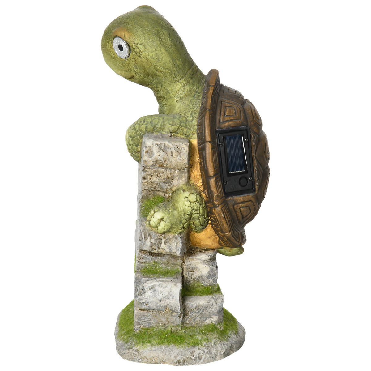 GARTENFIGUR "Schildkröte" mit LED Solarleuchte, Outdoor-Ornament für Rasen, Garten, Hof - Grün, Kunststoff (18.5/36.5/17.5cm) - Outsunny
